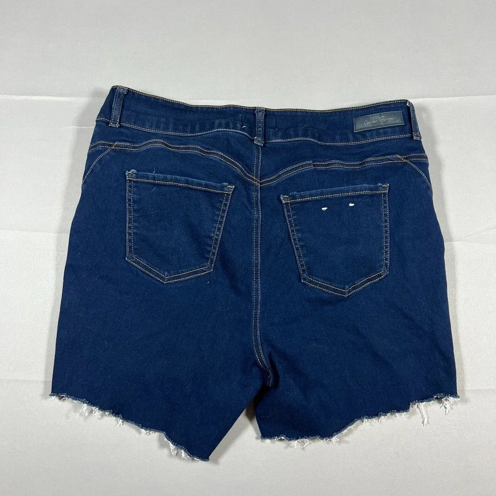 Copper Flash Denim Cut Off Shorts Womens 16W Blue Denim Cotton Dark Wash Raw Hem
